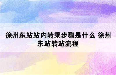 徐州东站站内转乘步骤是什么 徐州东站转站流程